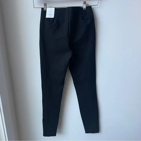 ZARA BLACK LEGGINGS MID RISE - Picture 3 of 5